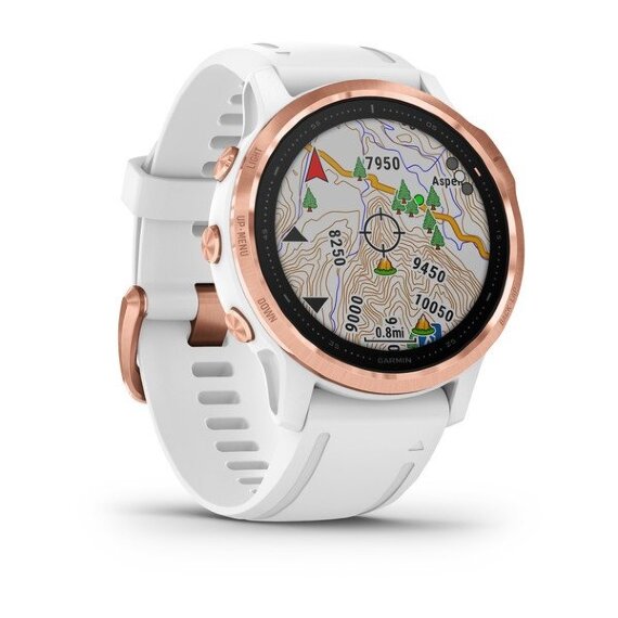 Спортивные часы Garmin Fenix 6s Pro розовое золото с белым ремешком