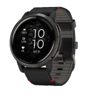 Спортивные часы Garmin Venu 2 черные с серым безелем и кожаным ремешком