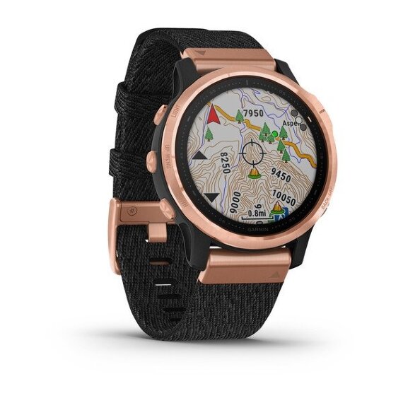 Спортивные часы Garmin Fenix 6s Sapphire розовое золото с черным нейлоновым ремешком