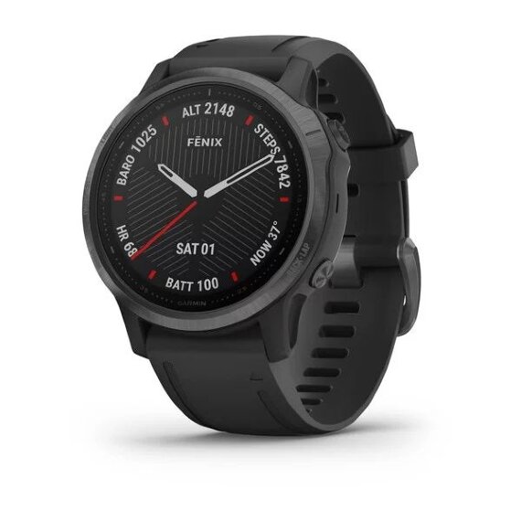 Спортивные часы Garmin Fenix 6s Sapphire серые DLC с черным ремешком