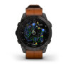 Спортивные часы Garmin Epix (Gen 2) Sapphire титановый черный с коричневым кожаным ремешком