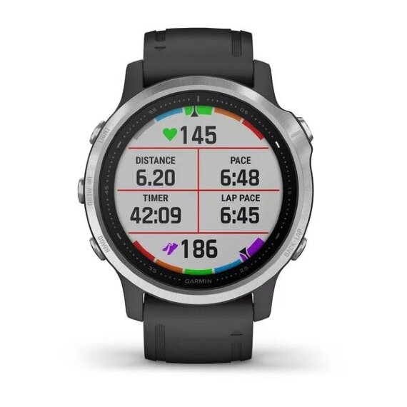 Спортивные часы Garmin Fenix 6s серебристые с черным ремешком