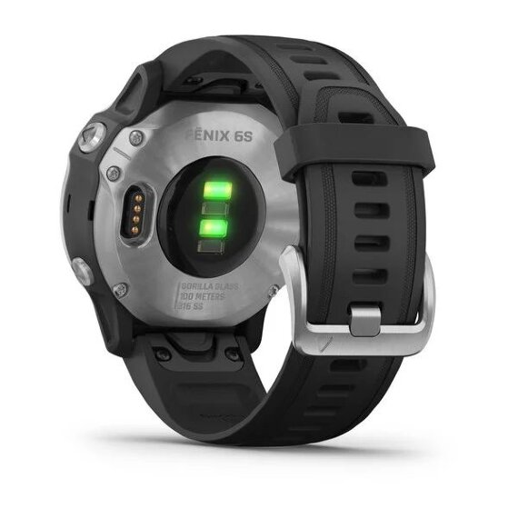 Спортивные часы Garmin Fenix 6s серебристые с черным ремешком