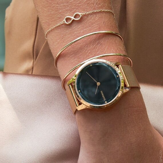 Спортивные часы Garmin Vivomove Luxe розовое золото PVD 18K с ремешком "миланская петля"