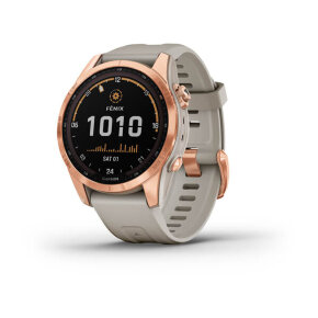Спортивные часы Garmin Fenix 7s Solar цвета розовое золото с песочным силиконовым ремешком