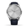 Спортивные часы Garmin Vivomove Luxe серебристый с итальянским кожаным темно-синим ремешком
