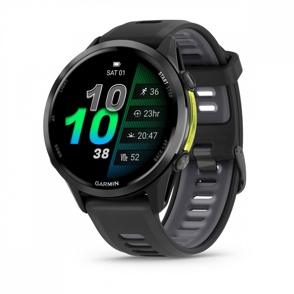Спортивные часы Garmin Forerunner 970 черные, DLC титановый безель