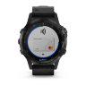 Спортивные часы Garmin Fenix 5 Plus Sapphire черные с черным кожаным ремешком