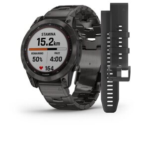 Спортивные часы Garmin Fenix 7 Sapphire Solar титановый угольно-серый DLC с угольно-серым титановым DLC браслетом