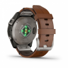 Спортивные часы Garmin Fenix 7 Pro Sapphire Solar титановый серый с коричневым кожаным ремешком