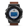 Спортивные часы Garmin Fenix 5X Plus Sapphire серые с коричневым кожаным ремешком