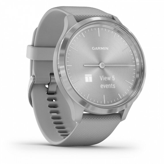 Спортивные часы Garmin Vivomove 3 серебристые с серым силиконовым ремешком