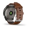 Спортивные часы Garmin Fenix 7 Sapphire Solar титановый серый с коричневым кожаным ремешком