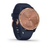 Спортивные часы Garmin Vivomove 3S розовое золото циферблат с темно-синим ремешком