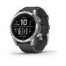 Спортивные часы Garmin Fenix 7 серебристый с графитовым силиконовым ремешком
