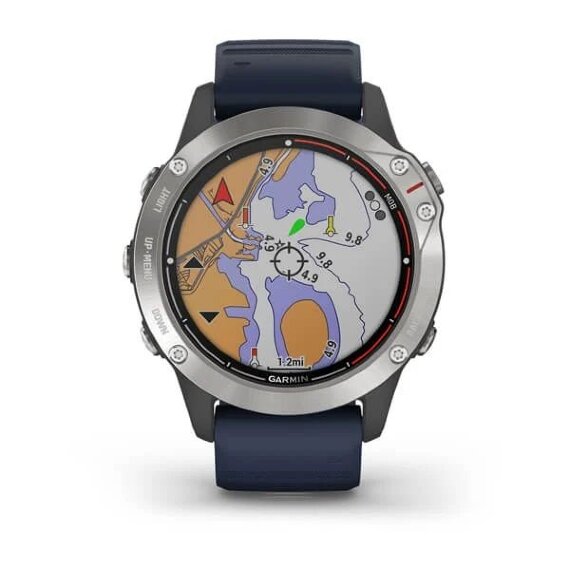 Спортивные часы Garmin Quatix 6 серый с синим ремешком