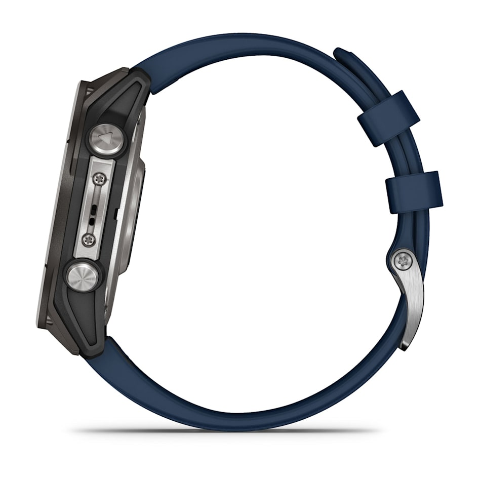 Спортивные часы Garmin Quatix 8 - 47 мм, AMOLED, Sapphire, Titanium, синий силиконовый ремешок