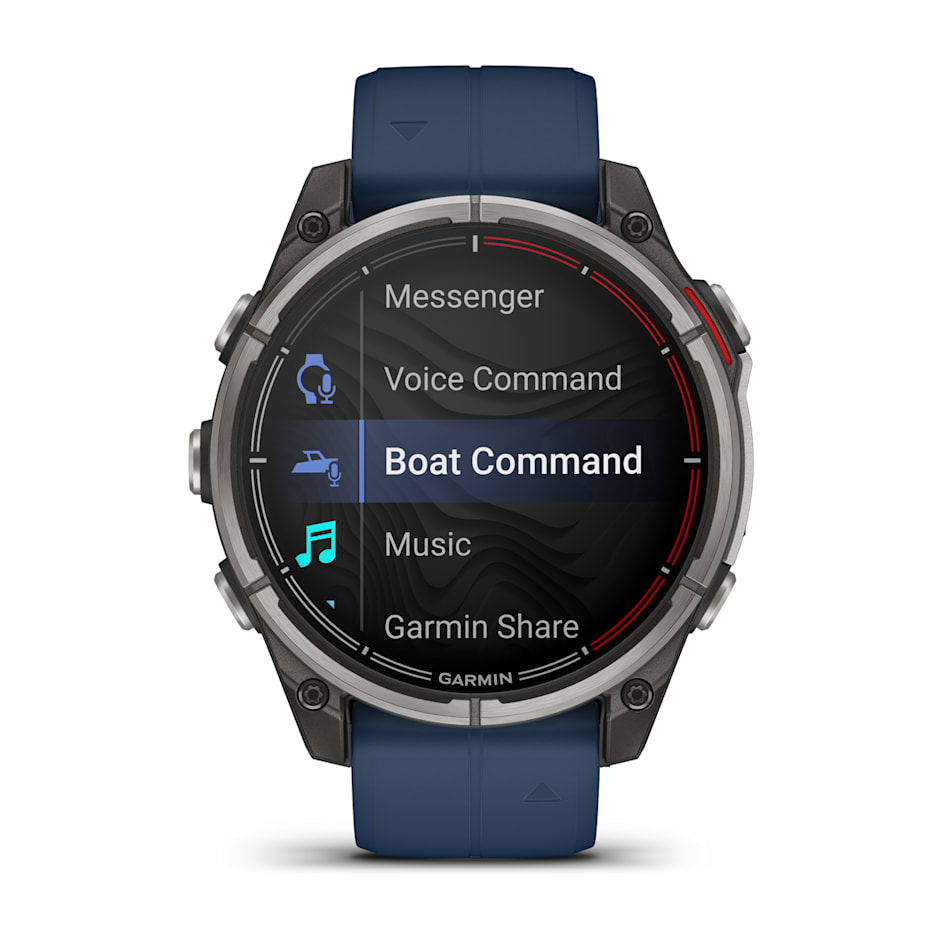 Спортивные часы Garmin Quatix 8 - 51 мм, AMOLED, Sapphire, Titanium, синий силиконовый ремешок