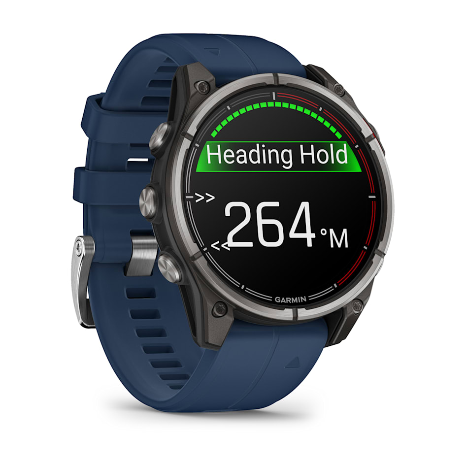 Спортивные часы Garmin Quatix 8 - 51 мм, AMOLED, Sapphire, Titanium, синий силиконовый ремешок