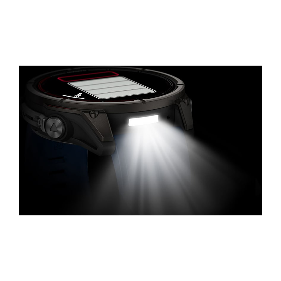 Спортивные часы Garmin Quatix 8 - 51 мм, AMOLED, Sapphire, Titanium, синий силиконовый ремешок