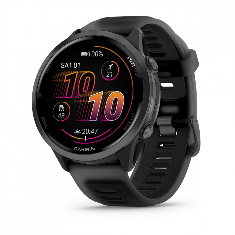 Спортивные часы Garmin Forerunner 570 - 47мм, темно-серые, черный ремешок