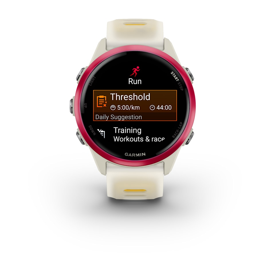 Спортивные часы Garmin Forerunner 570 - 42мм, слоновая кость, безель малинового цвета, ремешок манго/слоновая кость