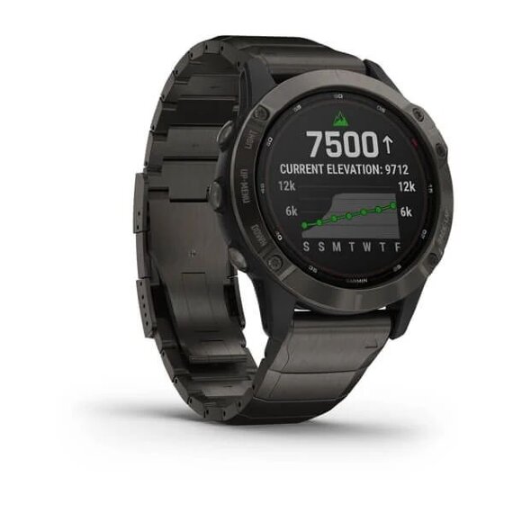 Спортивные часы Garmin Fenix 6 Pro Solar титановый DLC карбон с DLC титановым ремешком
