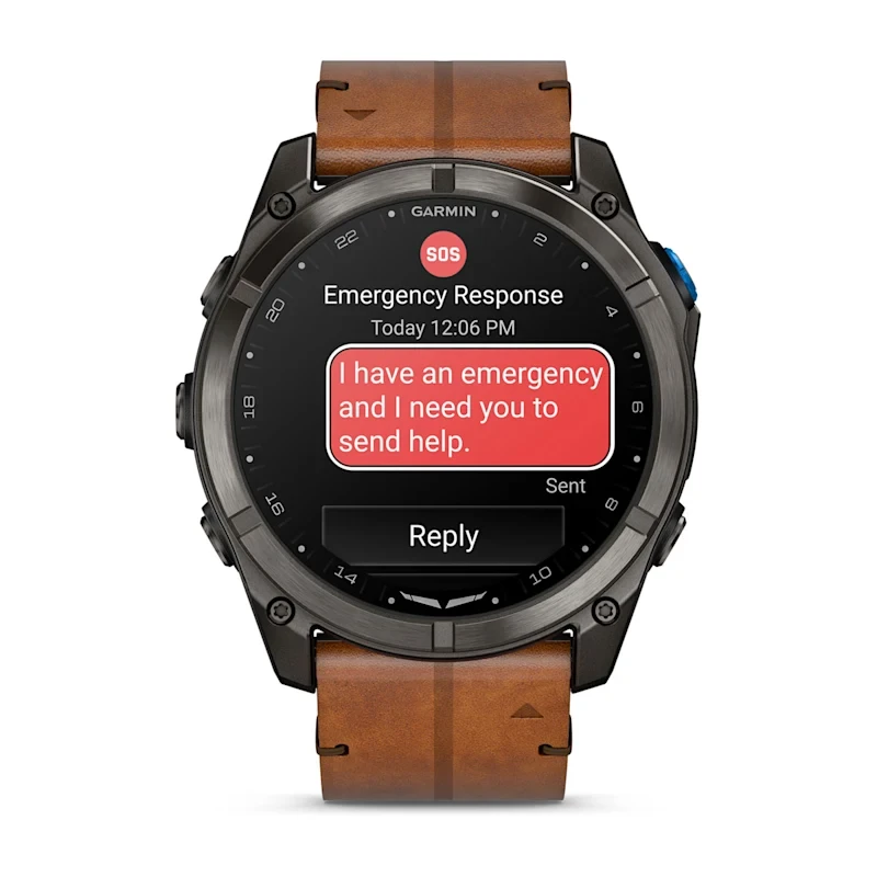 Спортивные часы Garmin D2 Mach 2 Pro 51 mm Для пилотов Carbon Gray DLC Titanium with Chestnut Leather Band