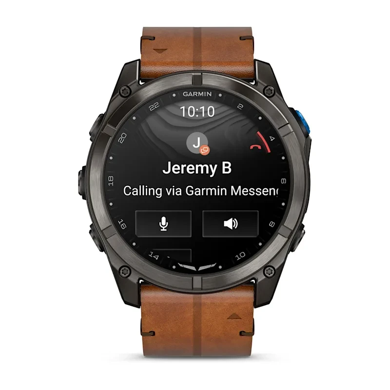 Спортивные часы Garmin D2 Mach 2 Pro 51 mm Для пилотов Carbon Gray DLC Titanium with Chestnut Leather Band