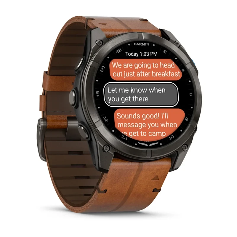 Спортивные часы Garmin D2 Mach 2 Pro 51 mm Для пилотов Carbon Gray DLC Titanium with Chestnut Leather Band