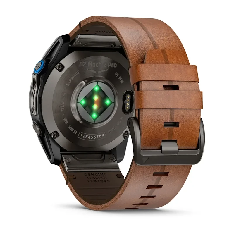 Спортивные часы Garmin D2 Mach 2 Pro 51 mm Для пилотов Carbon Gray DLC Titanium with Chestnut Leather Band