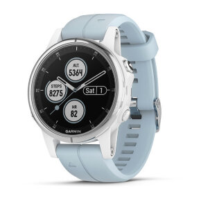 Спортивные часы Garmin Fenix 5s Plus белые с голубым ремешком