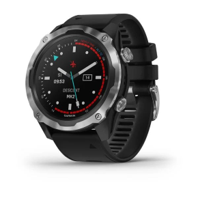 Спортивные часы Garmin Descent Mk2 стальные с черным ремешком