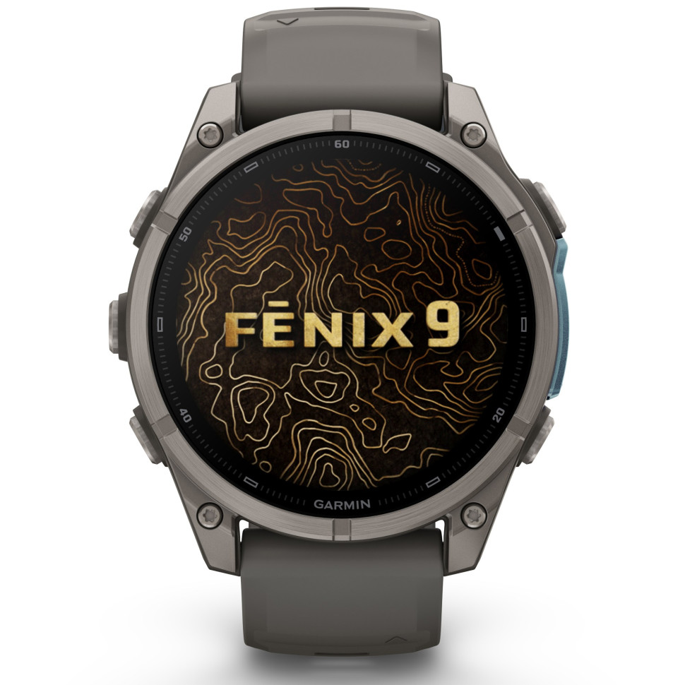 Спортивные часы Garmin Fenix 9 51mm, AMOLED Sapphire, Titanium with Pebble Gray Silicone Band