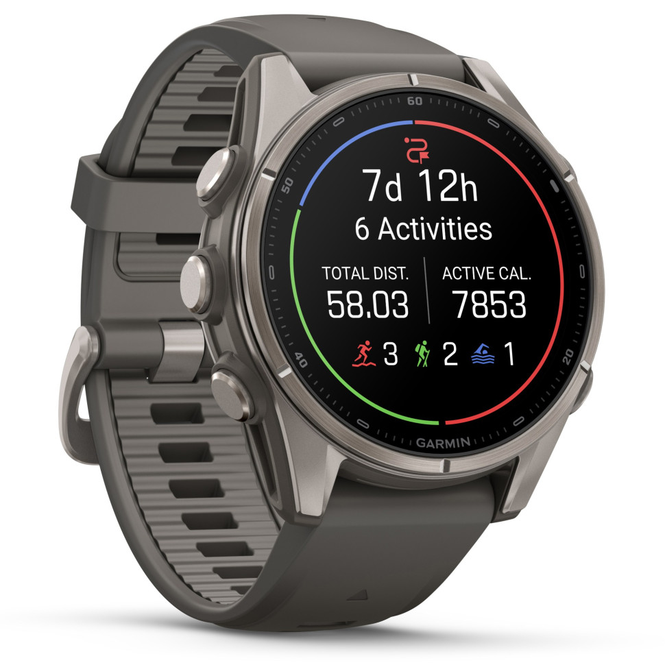 Спортивные часы Garmin Fenix 9 51mm, AMOLED Sapphire, Titanium with Pebble Gray Silicone Band