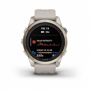 Garmin FENIX 7S PRO Sapphire Solar золотистый корпус со светло-песочным ремешком