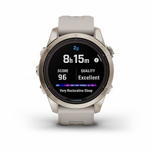 Garmin FENIX 7S PRO Sapphire Solar золотистый корпус со светло-песочным ремешком