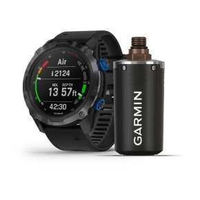 Спортивные часы Garmin Descent Mk2i Комплект, титановые с DLC-покрытием и черным титановым ремешком + датчик Descent T1