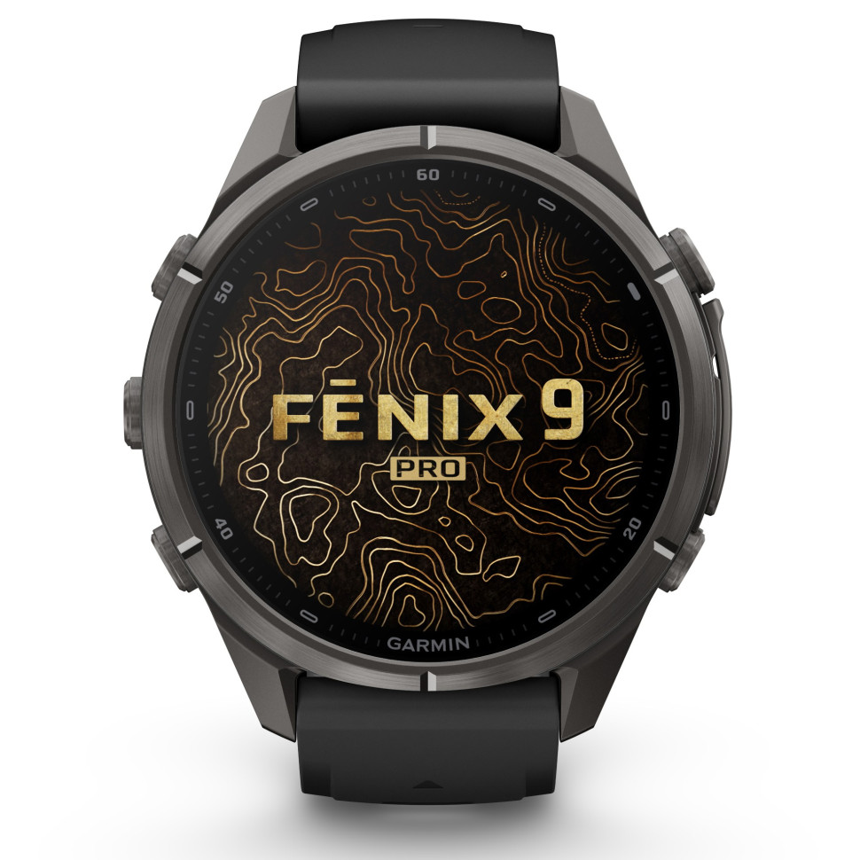 Спортивные часы Garmin Fenix 9 Pro 51mm Carbon Gray DLC Titanium with Black/Pebble Gray Silicone Band