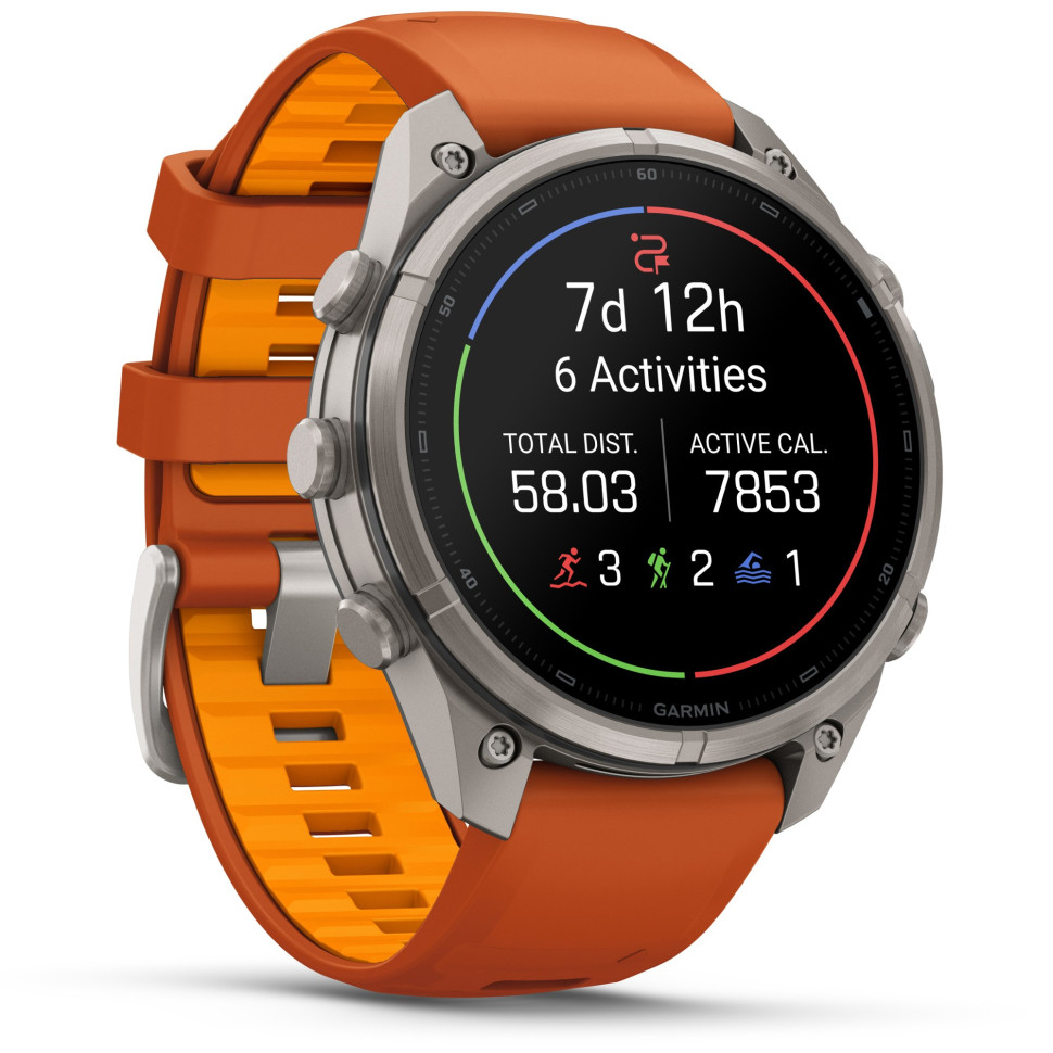 Спортивные часы Garmin Fenix 9 Pro 47mm Titanium with Autumn Orange/Spark Orange Silicone Band