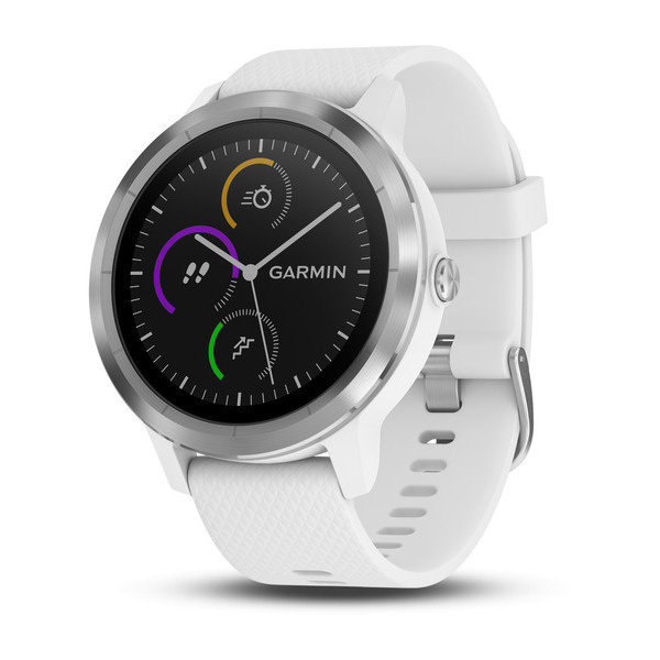 Спортивные часы Garmin Vivoactive 3 серебристые с белым ремешком