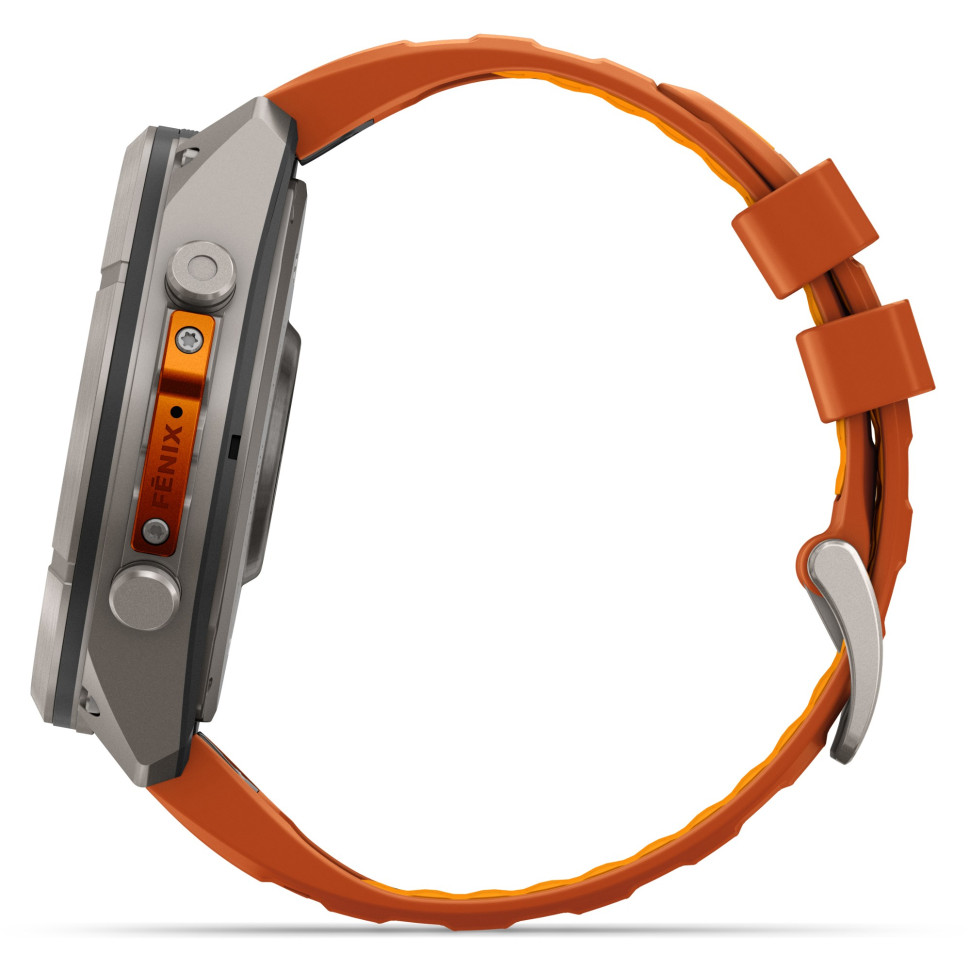 Спортивные часы Garmin Fenix 9 Pro 51mm Titanium with Autumn Orange/Spark Orange Silicone Band