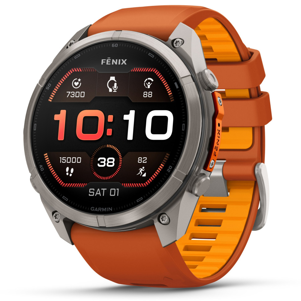 Спортивные часы Garmin Fenix 9 Pro 51mm Titanium with Autumn Orange/Spark Orange Silicone Band