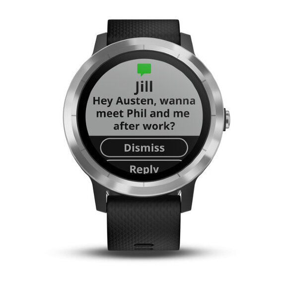 Спортивные часы Garmin Vivoactive 3 серебристые с черным ремешком