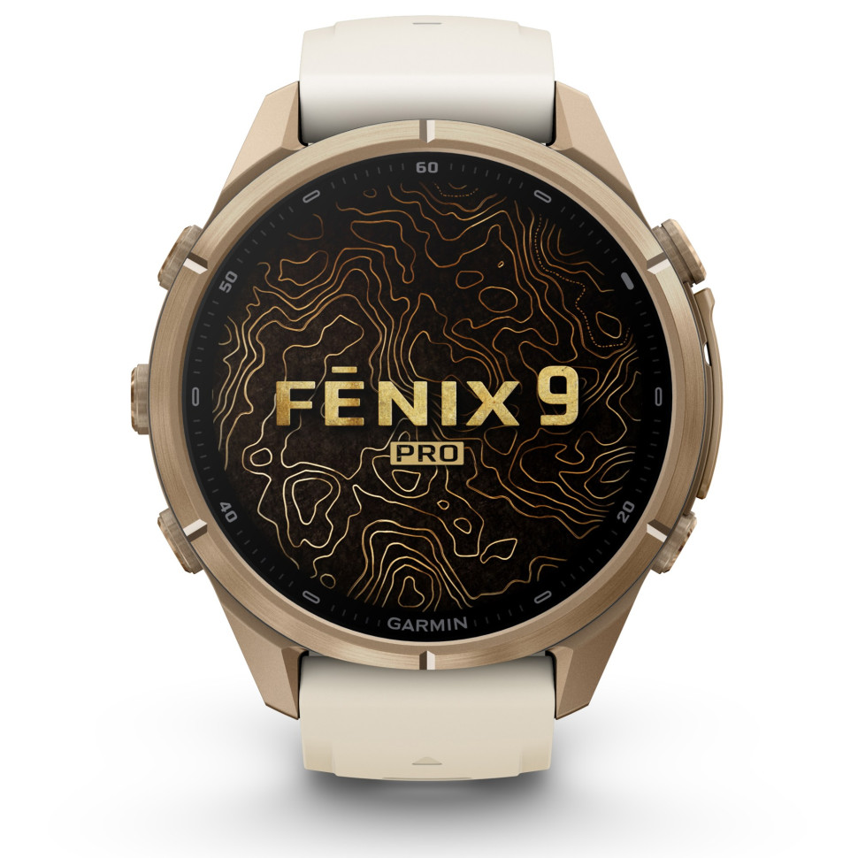 Спортивные часы Garmin Fenix 9 Pro 43mm Autumn Gold Titanium with Cream/French Gray Silicone Band