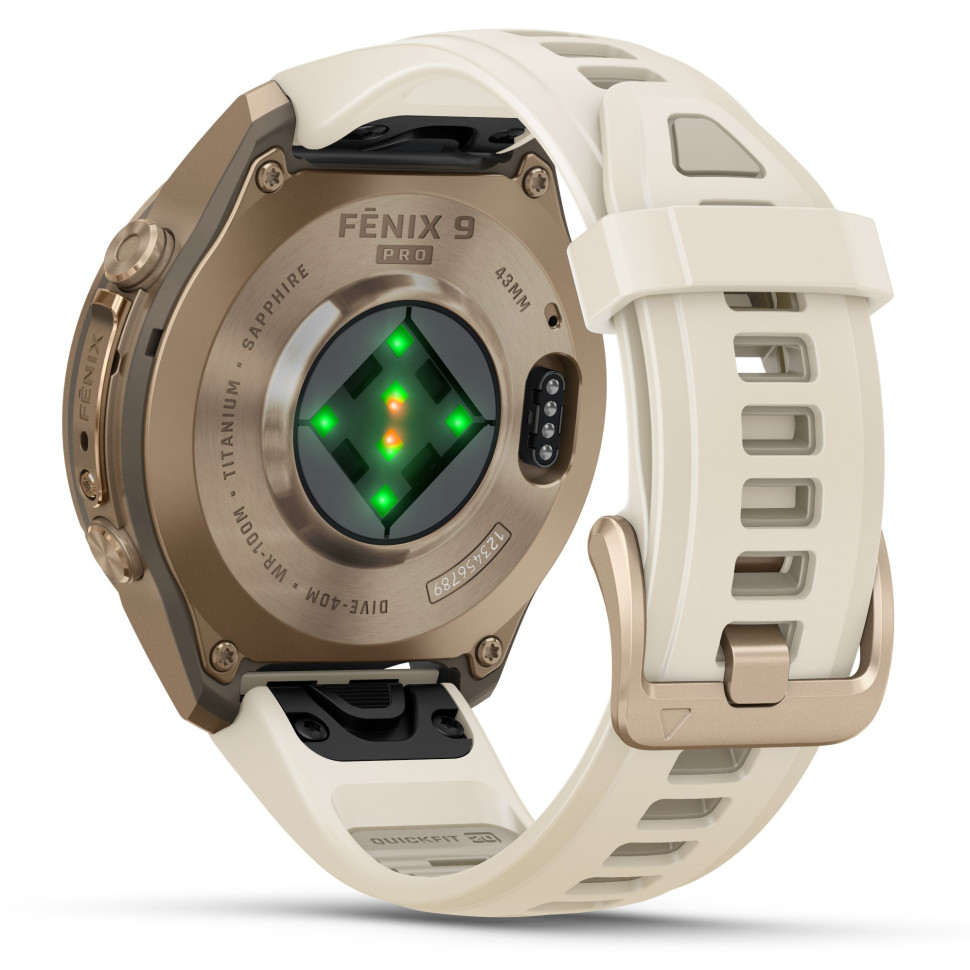 Спортивные часы Garmin Fenix 9 Pro 43mm Autumn Gold Titanium with Cream/French Gray Silicone Band