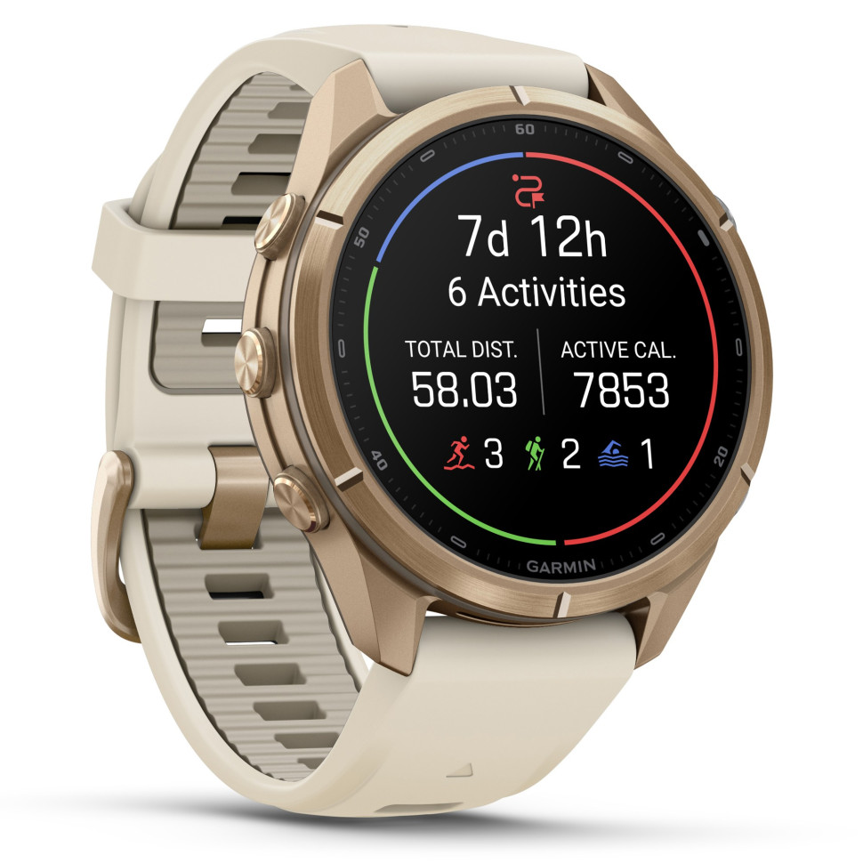 Спортивные часы Garmin Fenix 9 Pro 43mm Autumn Gold Titanium with Cream/French Gray Silicone Band