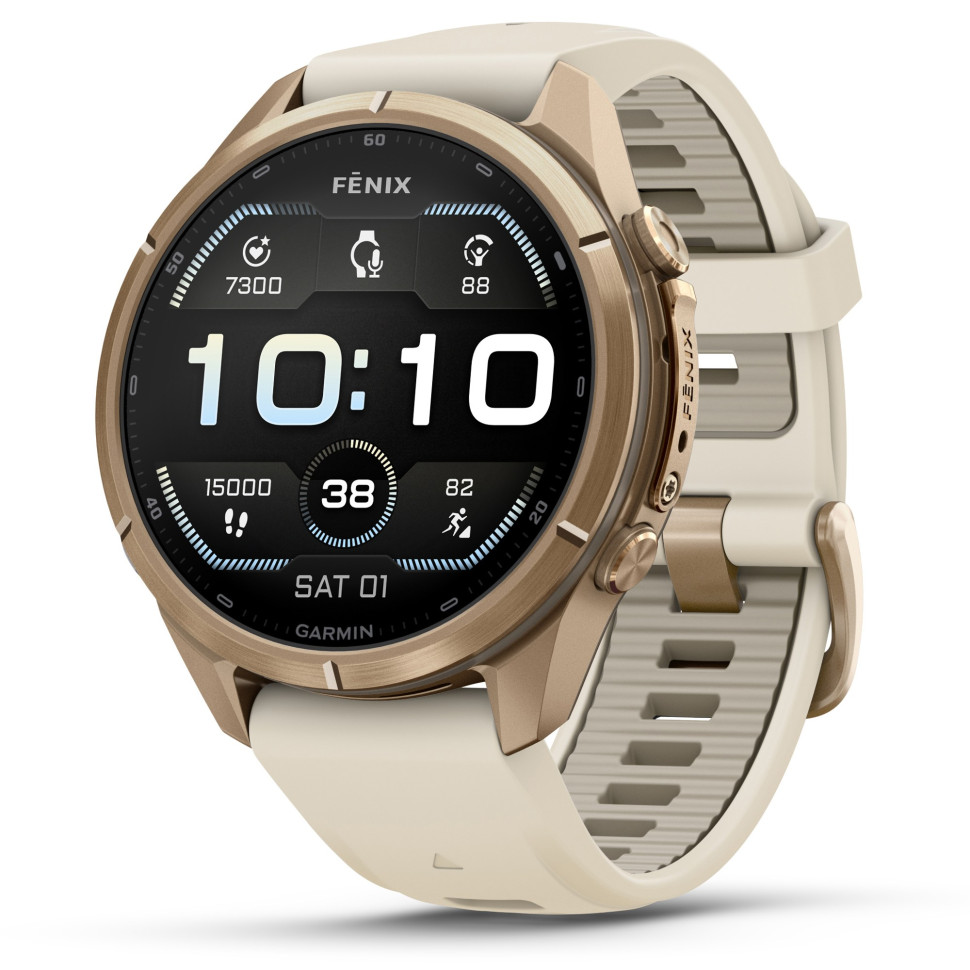Спортивные часы Garmin Fenix 9 Pro 43mm Autumn Gold Titanium with Cream/French Gray Silicone Band