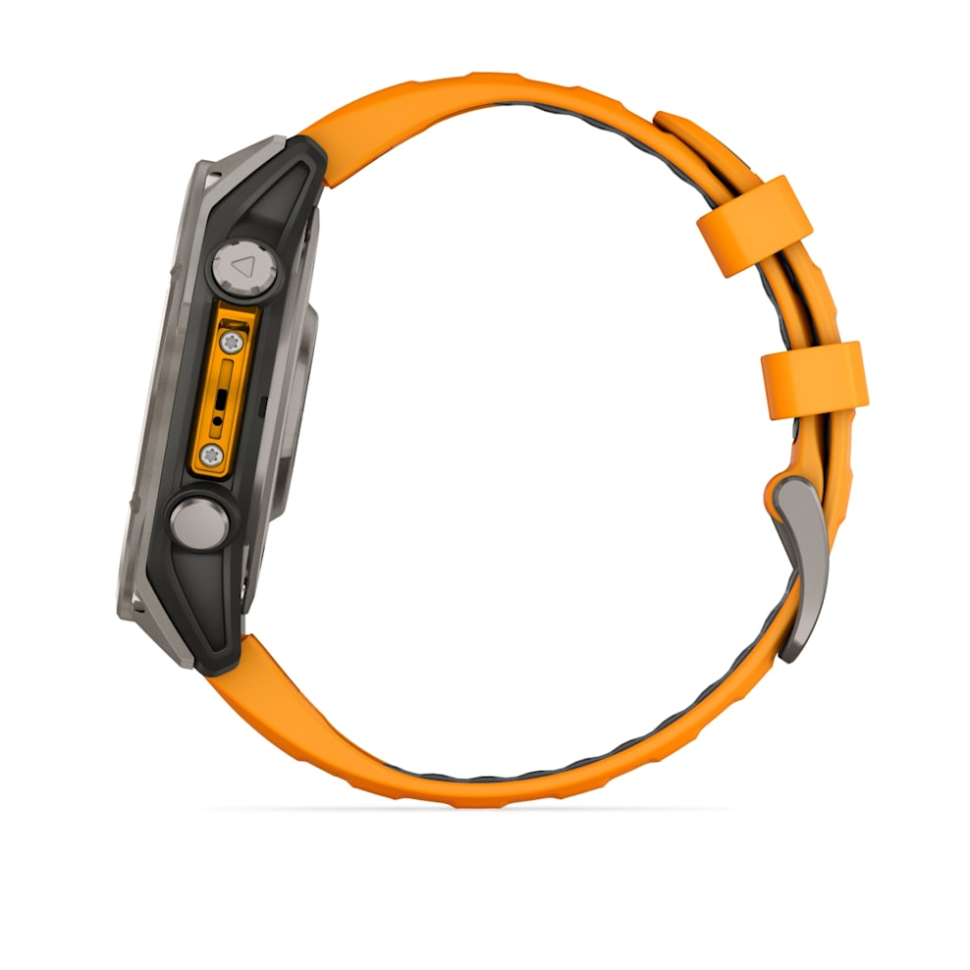 Спортивные часы Garmin Fenix 8 47mm, AMOLED Sapphire, Titanium, светло-серый, оранжевый ремешок 