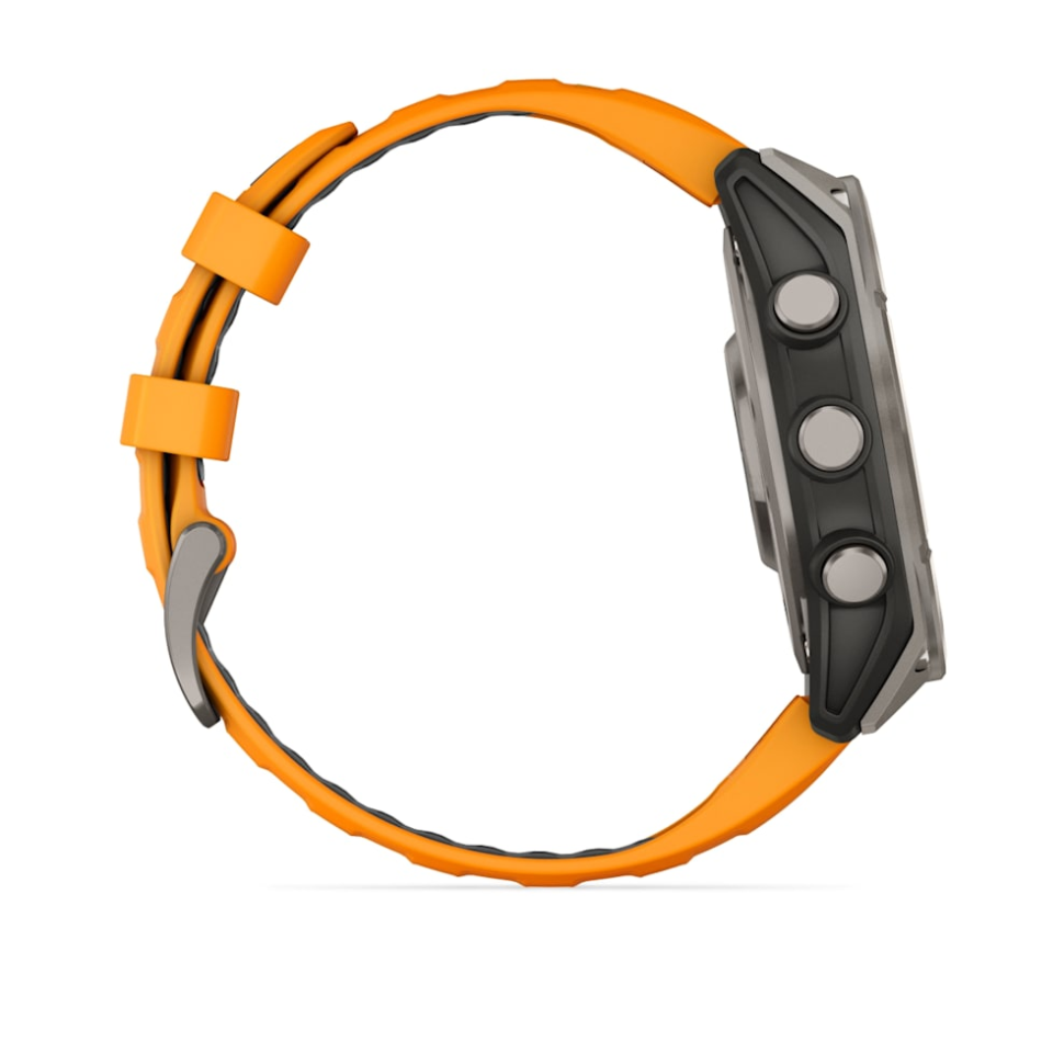 Спортивные часы Garmin Fenix 8 47mm, AMOLED Sapphire, Titanium, светло-серый, оранжевый ремешок 